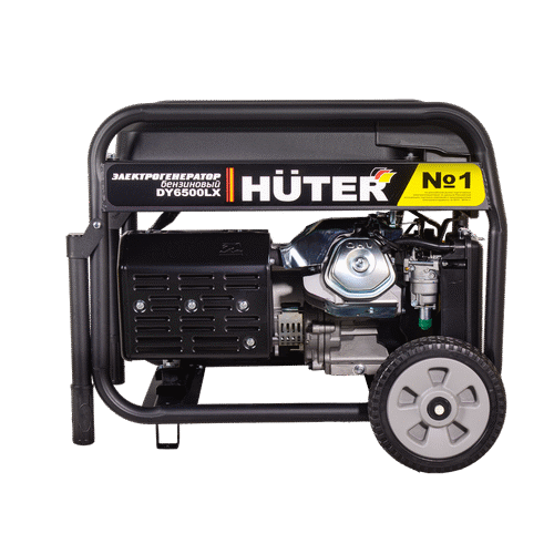 Бензиновый генератор HUTER DY6500LX с колёсами и аккумулятором