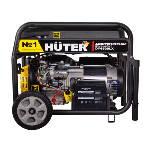 Бензиновый генератор HUTER DY6500LX с колёсами и аккумулятором