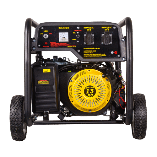 Бензиновый генератор HUTER DY6500LX с колёсами и аккумулятором
