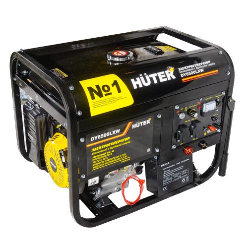 Бензиновый генератор HUTER DY6500LXW с функцией сварки, с колёсами